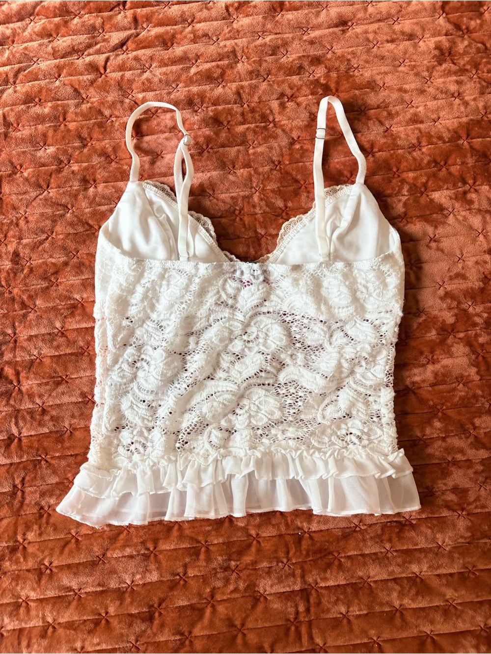 White Lace Ruffle Cami Top - Picture 7 of 7